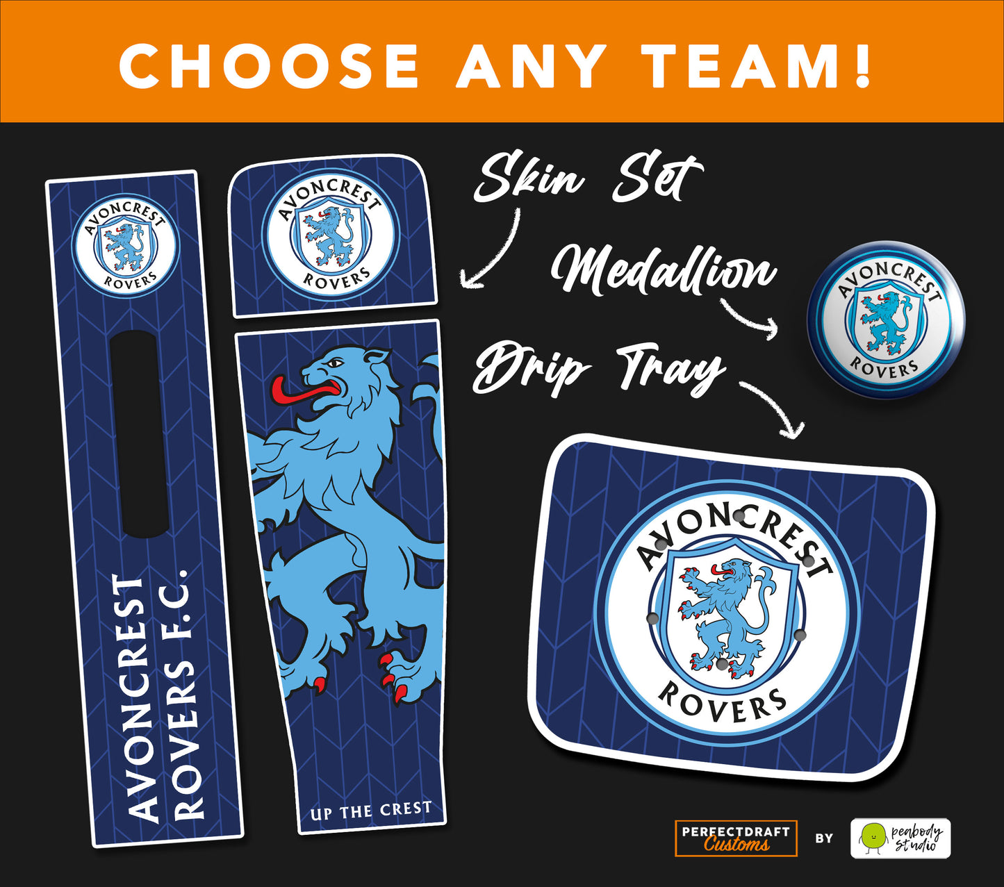 Custom Football Team Perfect Draft Skin, Drip Tray and Medallion Set