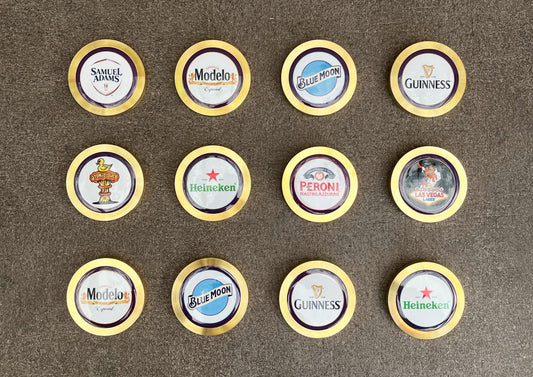 F1 brass medallions with branded beer inserts