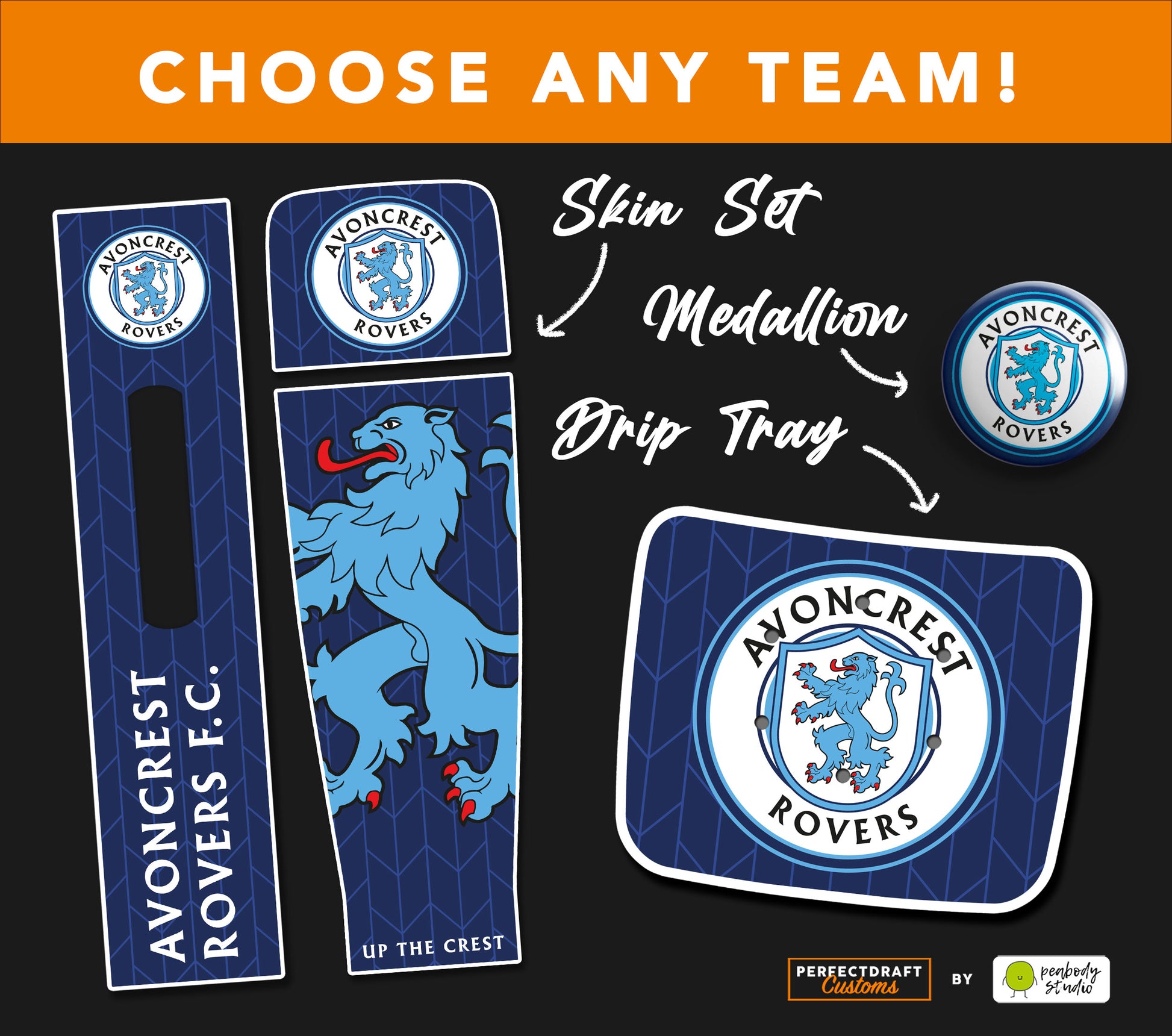 Custom Football Team Perfect Draft Skin, Drip Tray and Medallion Set