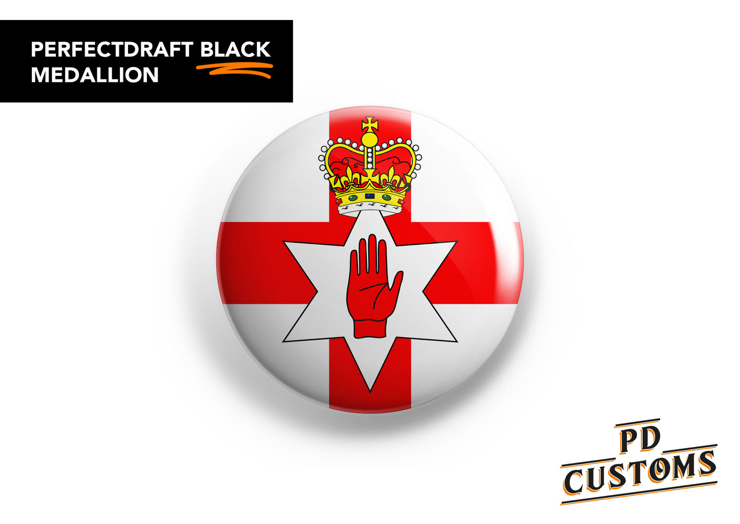 Northern Ireland Ulster Flag Perfect Draft Black Medallion
