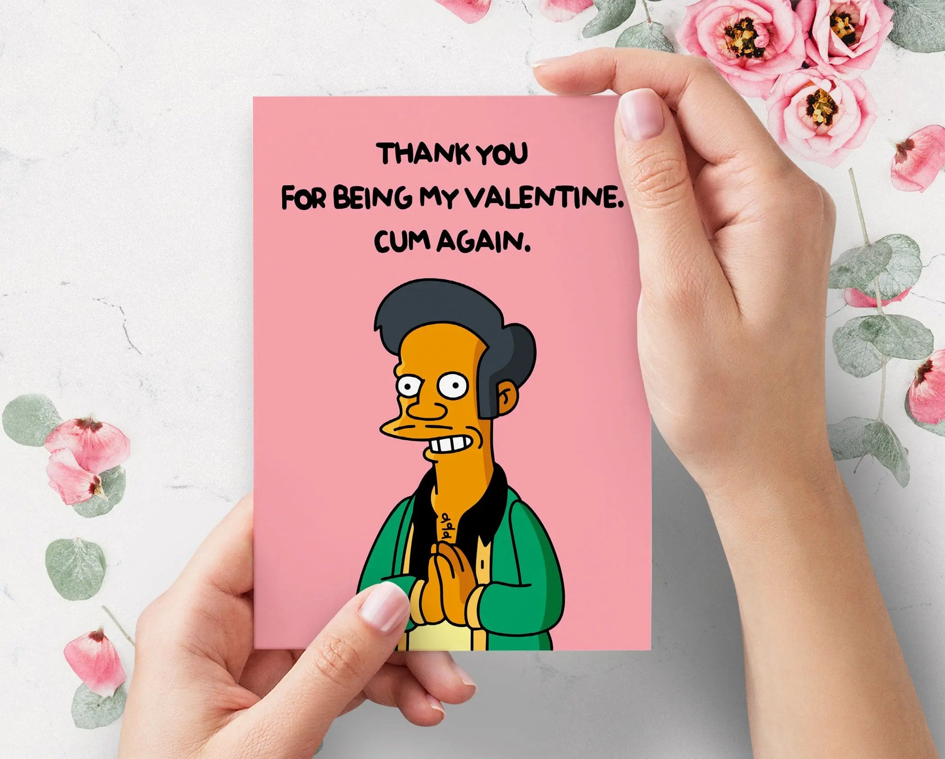 Apu Come Again Simpsons Funny Valentines Day Card | Kwik E Mart Thank You Cum Again Rude Valentines Card
