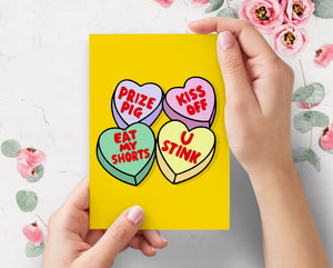 Bart Simpson Rude Love Hearts Funny Simpsons Valentines Day Card | Candy Hearts Cute Valentines Card