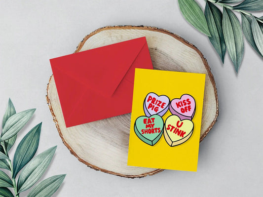 Bart Simpson Rude Love Hearts Funny Simpsons Valentines Day Card | Candy Hearts Cute Valentines Card | P D Customs