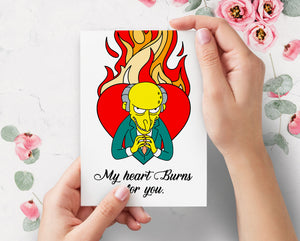 Mr Burns Funny Simpsons Valentines Day Card For Him For Her | Cute Valentines Card