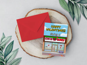 Kwik E Mart Quicky Simpsons Funny Valentines Day Card | Fancy a Quicky Quick E Mart Rude Valentines Card