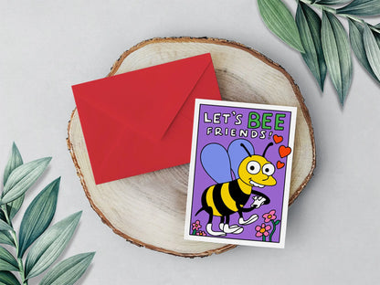 Let's Bee Friends Funny Simpsons Valentines Day Card For Him For Her | Choo Choose Cute Anniversary Card | P D Customs