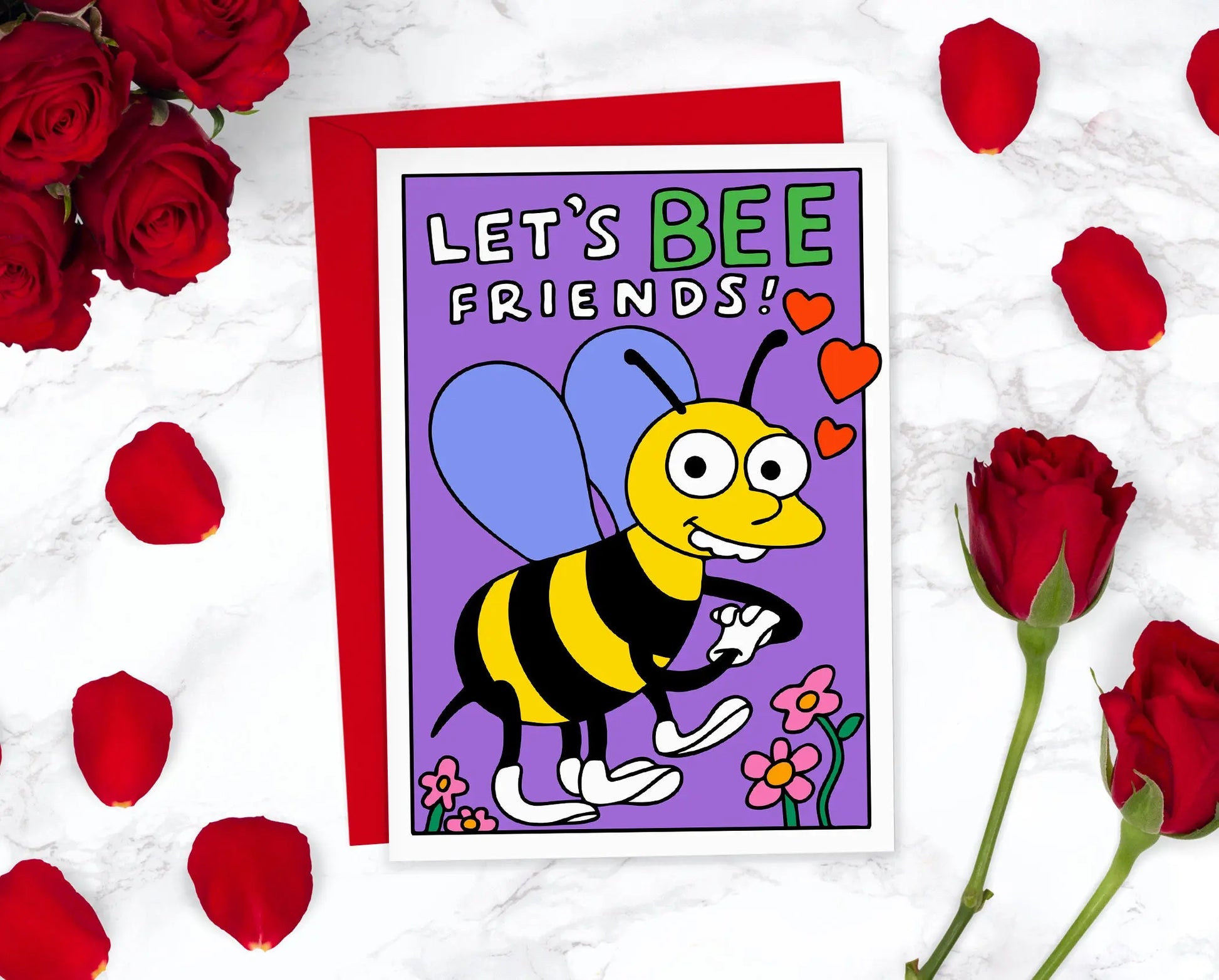 Let's Bee Friends Funny Simpsons Valentines Day Card For Him For Her | Choo Choose Cute Anniversary Card | P D Customs