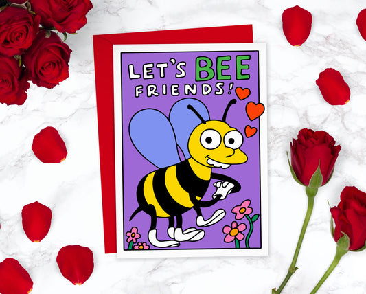 Let's Bee Friends Funny Simpsons Valentines Day Card For Him For Her | Choo Choose Cute Anniversary Card